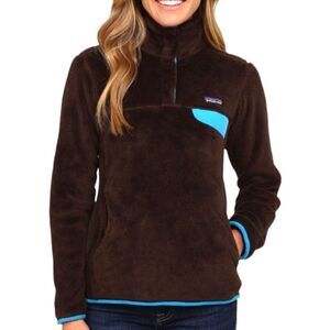 PATAGONIA Fleece Pullover Snap-T Jacket for Women in Brown Size Small